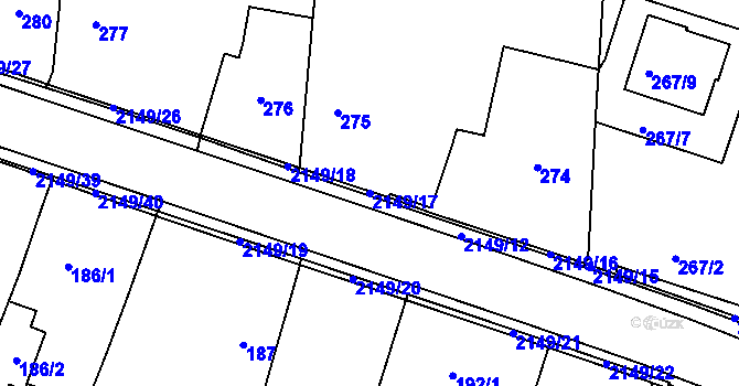Parcela st. 2149/17 v KÚ Dolní Benešov, Katastrální mapa