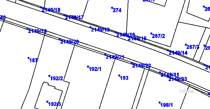 Parcela st. 2149/21 v KÚ Dolní Benešov, Katastrální mapa