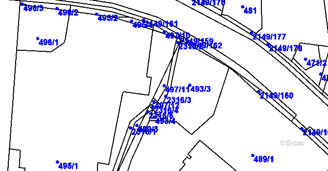 Parcela st. 497/11 v KÚ Dolní Benešov, Katastrální mapa