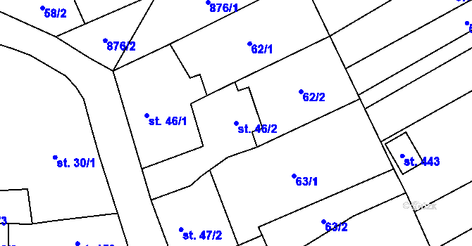 Parcela st. 46/2 v KÚ Dolní Beřkovice, Katastrální mapa