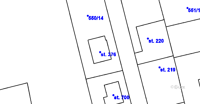 Parcela st. 376 v KÚ Dolní Beřkovice, Katastrální mapa