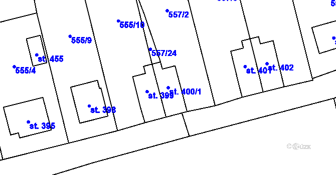 Parcela st. 400/1 v KÚ Dolní Beřkovice, Katastrální mapa
