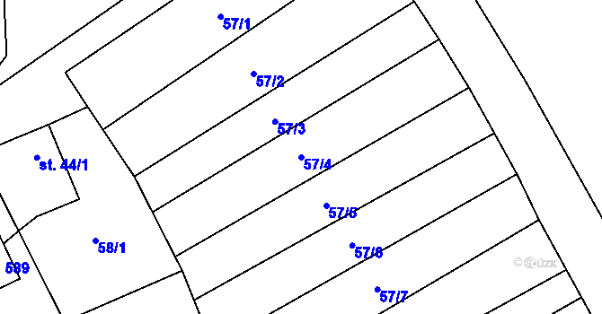 Parcela st. 57/4 v KÚ Dolní Beřkovice, Katastrální mapa