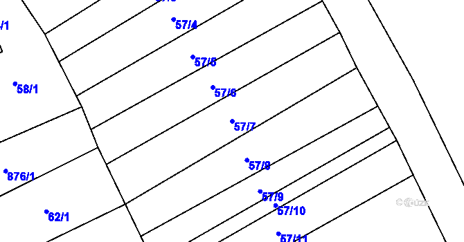 Parcela st. 57/7 v KÚ Dolní Beřkovice, Katastrální mapa