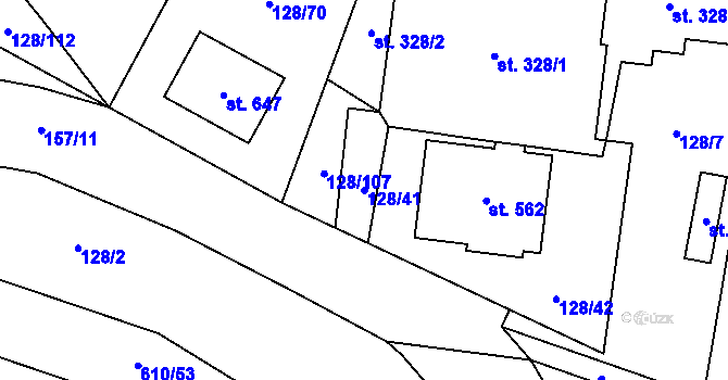 Parcela st. 128/41 v KÚ Dolní Beřkovice, Katastrální mapa