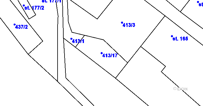 Parcela st. 413/17 v KÚ Dolní Beřkovice, Katastrální mapa