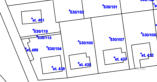 Parcela st. 530/105 v KÚ Dolní Beřkovice, Katastrální mapa