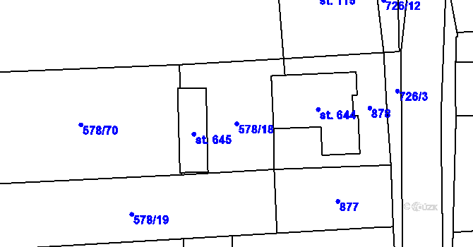 Parcela st. 578/18 v KÚ Dolní Beřkovice, Katastrální mapa