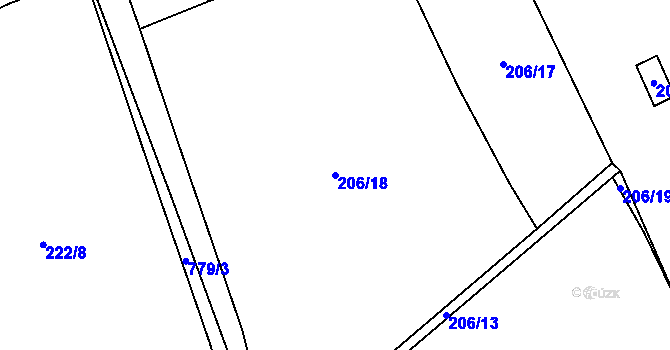 Parcela st. 206/18 v KÚ Dolní Beřkovice, Katastrální mapa