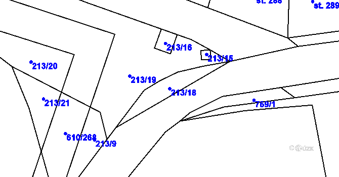 Parcela st. 213/18 v KÚ Dolní Beřkovice, Katastrální mapa