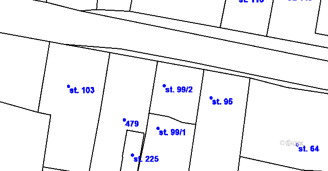 Parcela st. 99/2 v KÚ Vliněves, Katastrální mapa