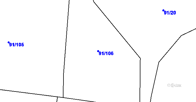 Parcela st. 91/106 v KÚ Vliněves, Katastrální mapa