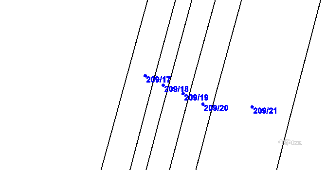 Parcela st. 209/18 v KÚ Vliněves, Katastrální mapa