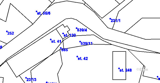 Parcela st. 539/11 v KÚ Dolní Bezděkov u Kladna, Katastrální mapa