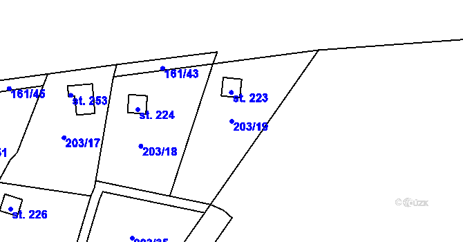 Parcela st. 203/19 v KÚ Dolní Bezděkov u Kladna, Katastrální mapa