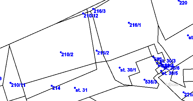 Parcela st. 216/2 v KÚ Dolní Bezděkov u Kladna, Katastrální mapa