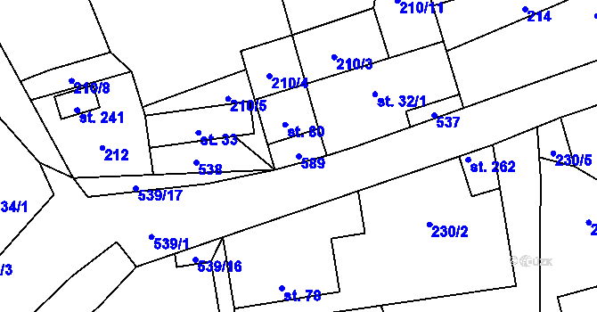 Parcela st. 589 v KÚ Dolní Bezděkov u Kladna, Katastrální mapa