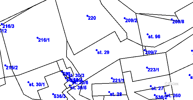 Parcela st. 29 v KÚ Dolní Bezděkov u Kladna, Katastrální mapa