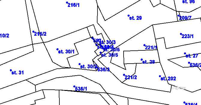 Parcela st. 30/5 v KÚ Dolní Bezděkov u Kladna, Katastrální mapa