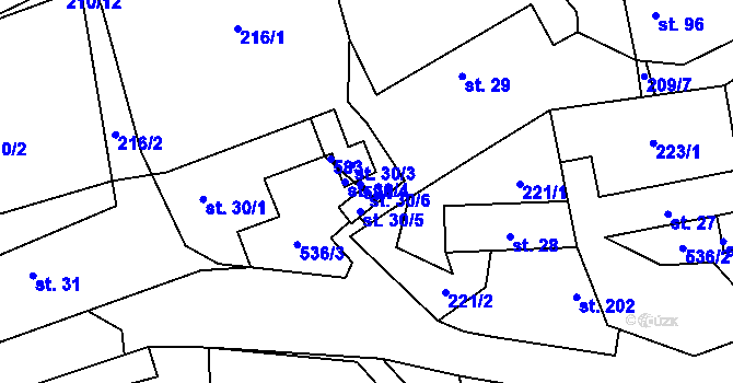 Parcela st. 30/6 v KÚ Dolní Bezděkov u Kladna, Katastrální mapa