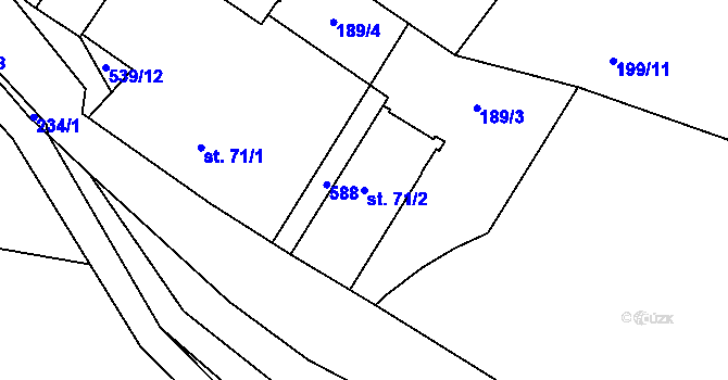 Parcela st. 71/2 v KÚ Dolní Bezděkov u Kladna, Katastrální mapa