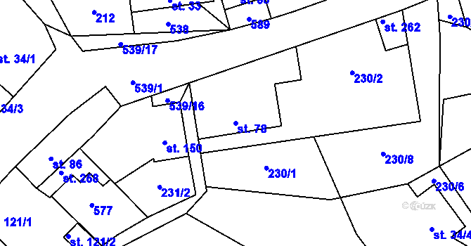 Parcela st. 78 v KÚ Dolní Bezděkov u Kladna, Katastrální mapa