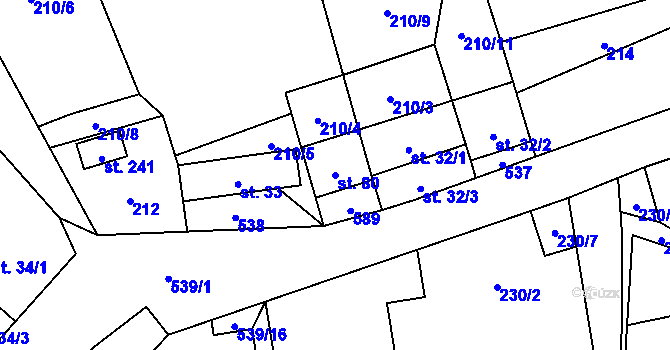 Parcela st. 80 v KÚ Dolní Bezděkov u Kladna, Katastrální mapa