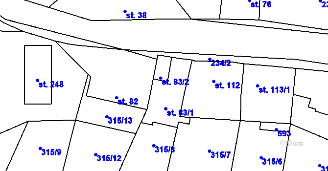 Parcela st. 83 v KÚ Dolní Bezděkov u Kladna, Katastrální mapa