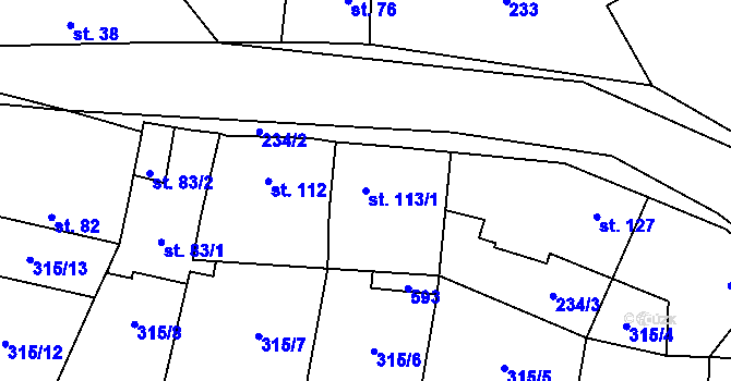 Parcela st. 113/1 v KÚ Dolní Bezděkov u Kladna, Katastrální mapa