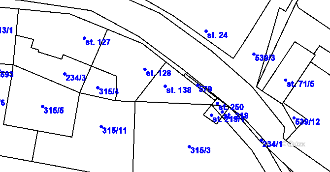 Parcela st. 138 v KÚ Dolní Bezděkov u Kladna, Katastrální mapa