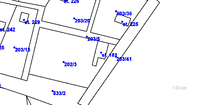 Parcela st. 181 v KÚ Dolní Bezděkov u Kladna, Katastrální mapa
