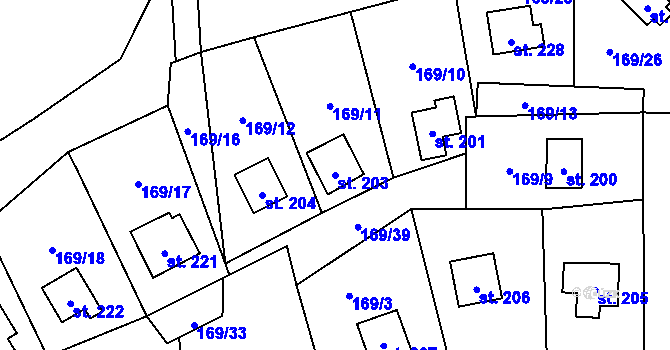 Parcela st. 203 v KÚ Dolní Bezděkov u Kladna, Katastrální mapa