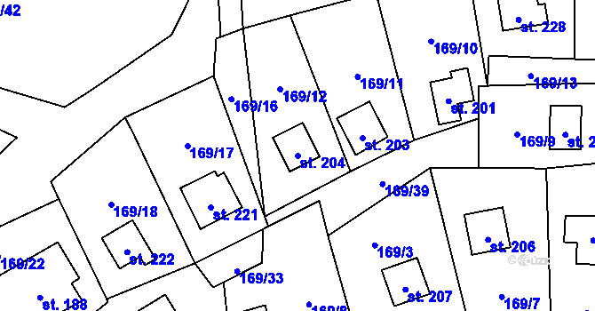 Parcela st. 204 v KÚ Dolní Bezděkov u Kladna, Katastrální mapa