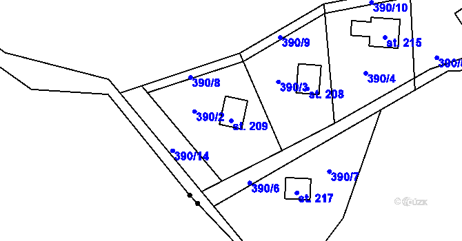Parcela st. 209 v KÚ Dolní Bezděkov u Kladna, Katastrální mapa