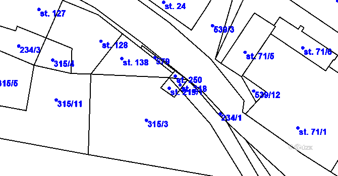 Parcela st. 219/1 v KÚ Dolní Bezděkov u Kladna, Katastrální mapa