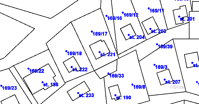 Parcela st. 221 v KÚ Dolní Bezděkov u Kladna, Katastrální mapa