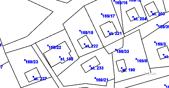 Parcela st. 222 v KÚ Dolní Bezděkov u Kladna, Katastrální mapa