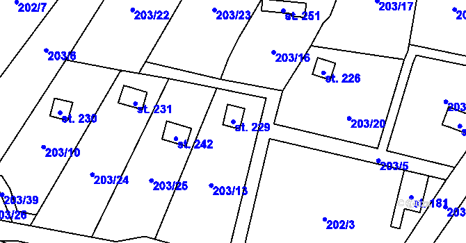 Parcela st. 229 v KÚ Dolní Bezděkov u Kladna, Katastrální mapa