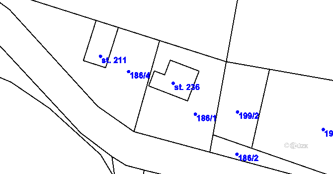 Parcela st. 236 v KÚ Dolní Bezděkov u Kladna, Katastrální mapa