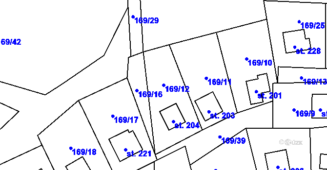 Parcela st. 169/12 v KÚ Dolní Bezděkov u Kladna, Katastrální mapa