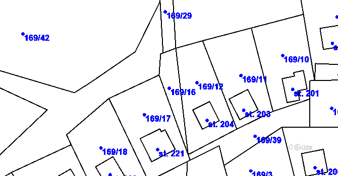 Parcela st. 169/16 v KÚ Dolní Bezděkov u Kladna, Katastrální mapa