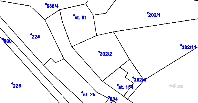 Parcela st. 202/2 v KÚ Dolní Bezděkov u Kladna, Katastrální mapa