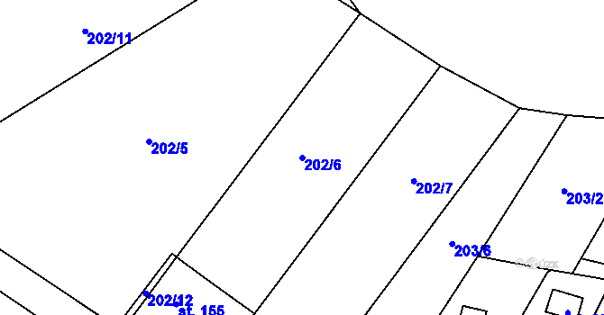 Parcela st. 202/6 v KÚ Dolní Bezděkov u Kladna, Katastrální mapa