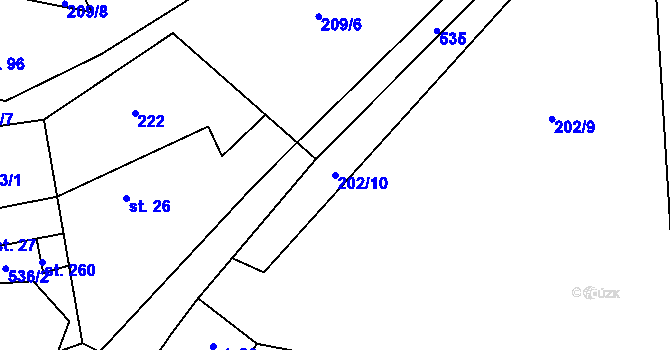 Parcela st. 202/10 v KÚ Dolní Bezděkov u Kladna, Katastrální mapa