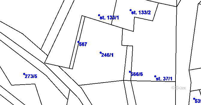 Parcela st. 246/1 v KÚ Dolní Bezděkov u Kladna, Katastrální mapa
