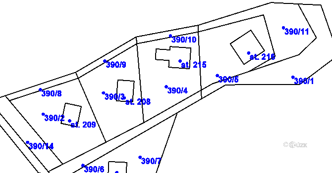 Parcela st. 390/4 v KÚ Dolní Bezděkov u Kladna, Katastrální mapa