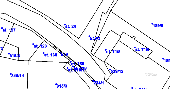 Parcela st. 539/3 v KÚ Dolní Bezděkov u Kladna, Katastrální mapa