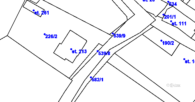 Parcela st. 539/8 v KÚ Dolní Bezděkov u Kladna, Katastrální mapa