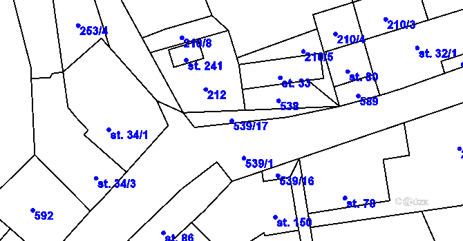 Parcela st. 539/17 v KÚ Dolní Bezděkov u Kladna, Katastrální mapa