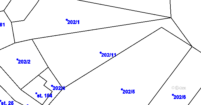 Parcela st. 202/11 v KÚ Dolní Bezděkov u Kladna, Katastrální mapa